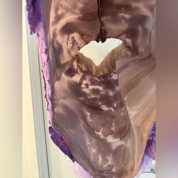 Bronx and Banco MINI DRESS JASMINE LILAC MARAYA lavender Floral Strapless - Picture 13 of 16